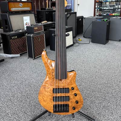 Roscoe SKB3006 Fretless Bass 2000s - Amber Burl image 2