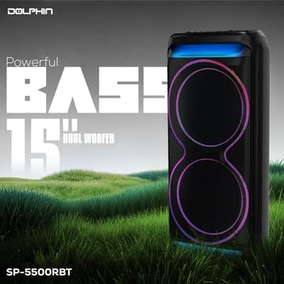 Powerful Dual 15” Bluetooth Party Speaker – 100W RMS, Deep Bass, DJ Ready, LED Lights, Wireless Mic, WaveSync, Trolley Style image 8