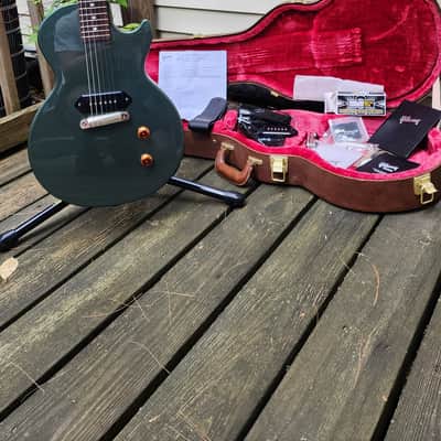 2024 Gibson Mod Shop Collection Les Paul Junior Evergreen Mahogany Two Tone Finish with Stinger Gibson Green image 1
