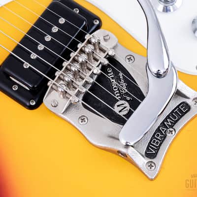 1990s Mosrite Ventures Model '63 Vintage Reissue Sidejack Sunburst w/ Vibramute & Case image 9