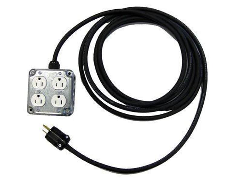 *CBI Quad Duplex Box w/ 4 AC Outlets & 25' 12/3 Hardwired Power Cable, USA Made image 1