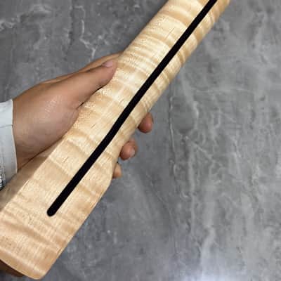 Stainless 22Frets gloss DIY Natural color Flame Maple Electric guitar Neck image 7