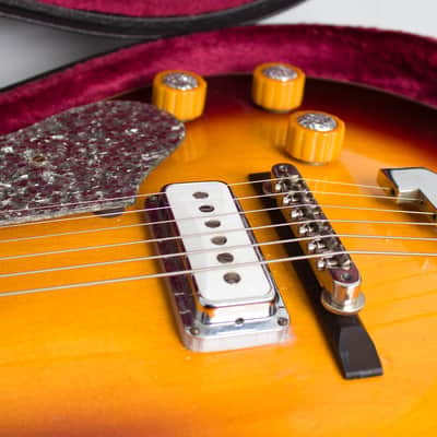 Premier  Bantam Deluxe E-704 Arch Top Hollow Body Electric Guitar (1958), ser. #1422, black tolex hard shell case. image 16