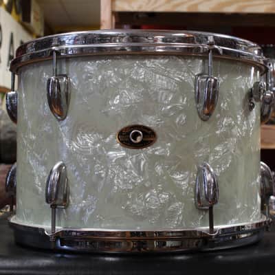 1960s Slingerland Gene Krupa Deluxe Outfit in White Marine Pearl 14x20 9x13 16x16 image 12