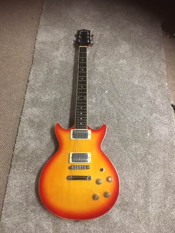 Jay Turser 1998-2000 Jay Turser Semi Hollow (Model J200PRO) -LP+ sized 1999 Cherry Burst image 1
