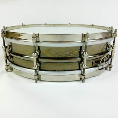 Ludwig 4x15"BLACK BEAUTY Snare Drum'26-8 Deluxe 12Leaf Engraved Nickel-Brass 20s image 7