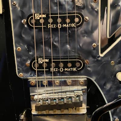 Burns Black Bison with Scroll Headstock, 3 Rez-O-Matik Pickups, Blue Shell Pickguard, Plek’d beautiful fingerboard, all Original! image 9