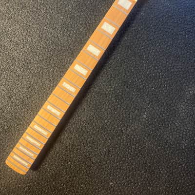 Roasted Maple Guitar Neck, Fits Strat Style, 9.5 radius, half paddle, BLOCK inlay image 2