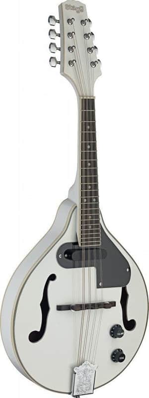 Stagg Model M50E/WH Gloss White Acoustic/Electric A-style Mandolin image 1