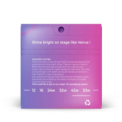 Pitbull Acoustic Guitar Strings Venus Series Coated VAG 12-53 Light SET Free Pick image 2