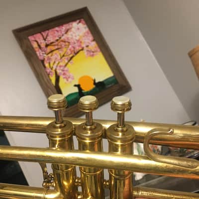 SUMMER DEAL CONN TRUMPET RARE 8B 1934 GUSTAT SYMPHONY GRAND COMPRESSION FINE NO BAD DENTS OR PRIOR REPAIRS , OK CASE , MUTES , MOUTHPIECE image 20
