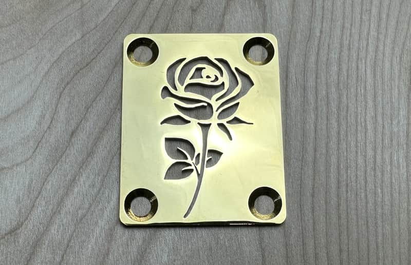 Icon Plates Rose Neck Plate For Bolt On Neck Guitar or Bass - Gold Finish image 1