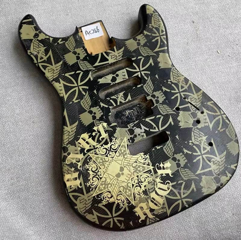 HSS Basswood Skull Head Top Guitar Body in Black image 1