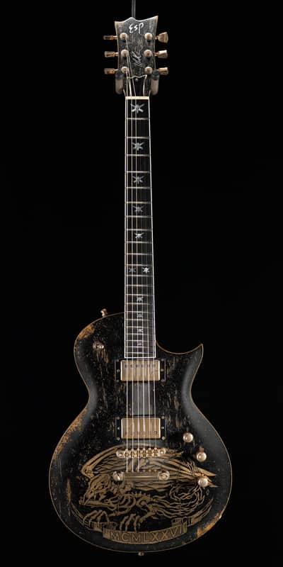 ESP Japanese Custom Shop Signature Series Will Adler Warbird Distressed - Black image 1
