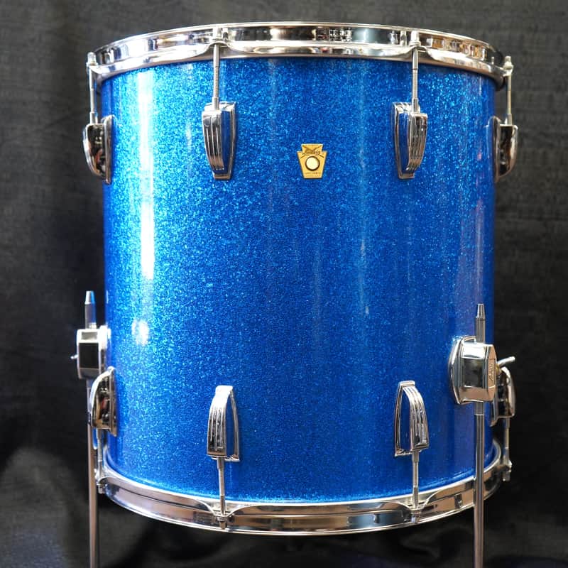 Vintage 1967 - Ludwig USA 16x16" Maple Floor Tom w/ Legs - Blue Sparkle Wrap image 1