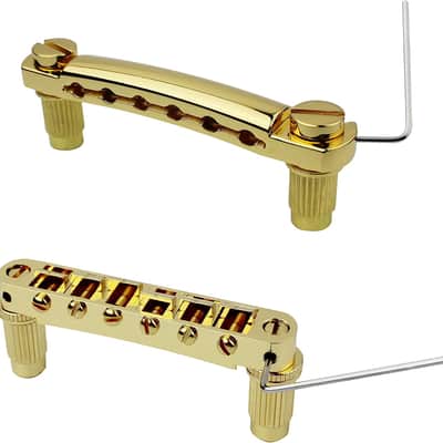Guitar Tune-O-Matic Bridge and Stop Bar Tailpiece Combo with Anchors and Studs Replacement Compatible with LP SG EPI 6 String Electric Guitar Golden image 1