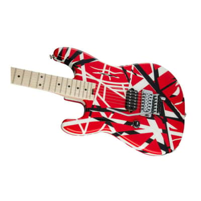 EVH Striped Series Well-Balanced and Sturdy 6-String Electric Guitar (Red, Black and White Striped, Left-Handed) image 5