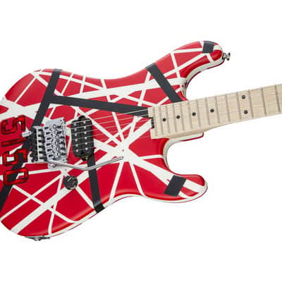 Used EVH Striped Series 5150 Electric Guitar - Red, Black and White Stripes image 4