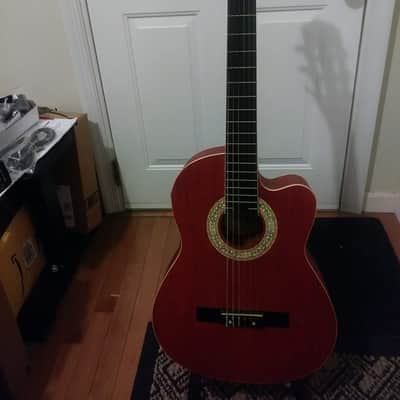 Sojing Electric/Acoustic Classical Guitar Cherry Matte Finish - New image 1
