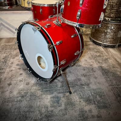 Ludwig No. 980 Super Classic Outfit 9x13 / 16x16 / 14x22" Drum Set with Keystone Badges 1968 - 1969 - Red Sparkle image 12