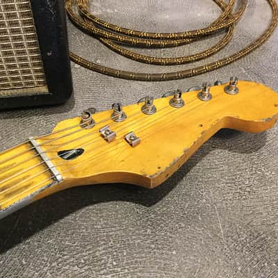 USA Relic Strat Style Electric Guitar Road Worn Yellow by Nate's Relic Guitars image 3