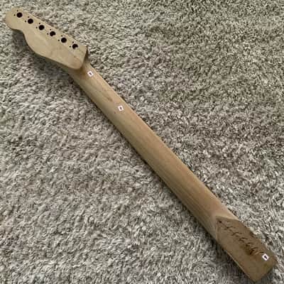 Fender Squire Telecaster Electric Guitar Headstock and Neck - Baked Maple - Metallic Army Green image 5