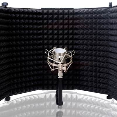 Studio Microphone Diffuser Isolation Sound Absorber Foam Panel Shield Mic Stand Bild 5