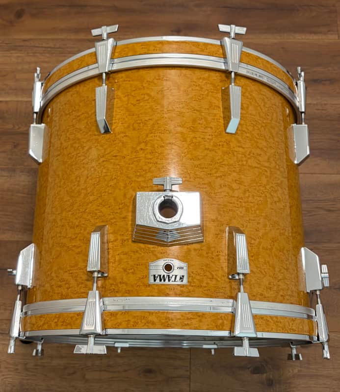 Tama (MIJ) 20”x16” Rockstar RM 1990’s - Amber Gravure (Faux Birdseye Maple) Wrap image 1