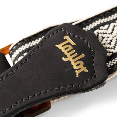 Taylor Guitars 2" Academy Jacquard Leather Guitar Strap in White/Black image 2