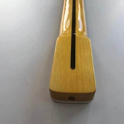Yellow Maple Wood Strat Style Guitar Neck, 21 Frets Yellow Block Inlay Fretboard image 5