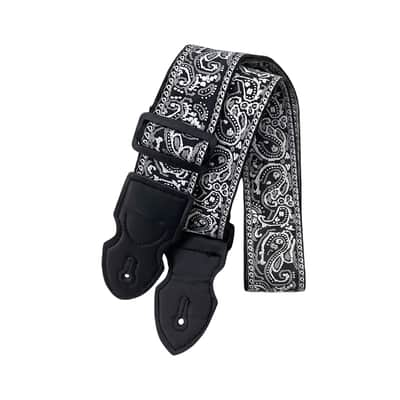 Black Woven Embroidered Guitar Strap - Vintage Style for Electric & Acoustic image 8