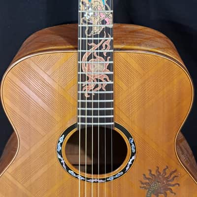Blueberry Handmade Baritone Acoustic Guitar Dragon Motif image 3