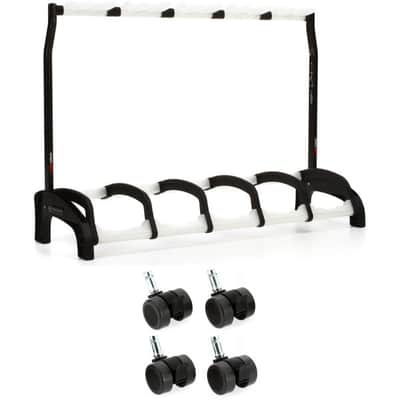 K&M 17515 Guardian 5 Guitar Stand and 4 Casters - Black with Translucent Supports image 2