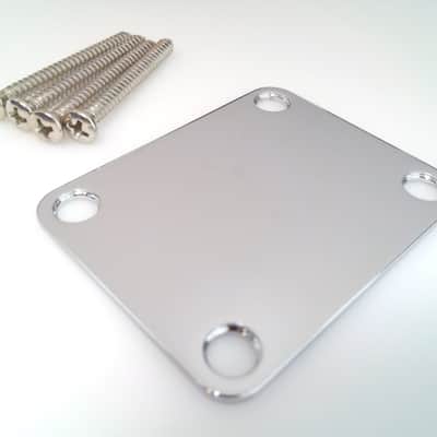 True Custom Shop® CHROME Gotoh Neck Plate & Screws for Fender Strat & Tele image 1