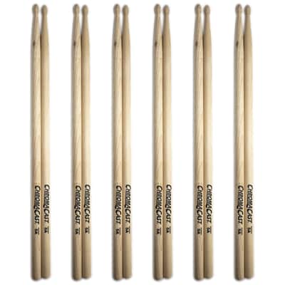5A USA Made Hickory Wood Tip Drumsticks 6 Pairs image 1