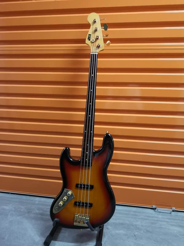 ESP Made in Japan Custom Order Left Handed Fretless Jazz Bass Sunburst image 1