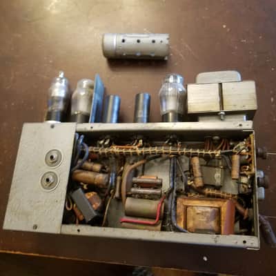 Victor Early Rare model A projector tube amp 6V6? Animatophone 40A? 1930s - Silver wrinkled paint image 1