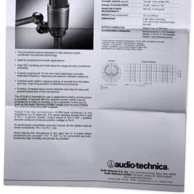 Audio Technica AT2020 Studio Recording Microphone-Cardioid Condenser Mic image 8