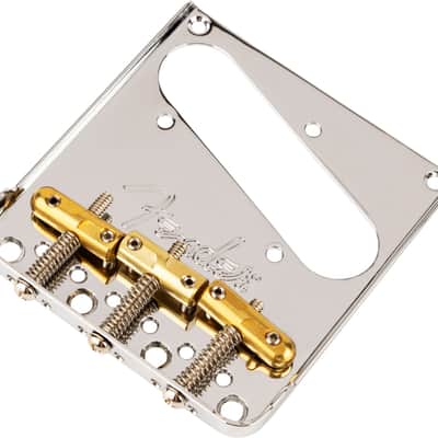Fender 3-Saddle Top-Load/String-Through Tele® Bridge with Compensated Brass “Bullet” Saddles image 1