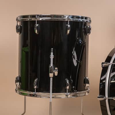 Pearl Wood Fiberglass Reissue Piano Black Drum Set image 4