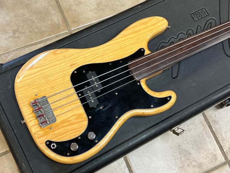 1977 Fender Fretless Precision Bass Natural Ash image 1