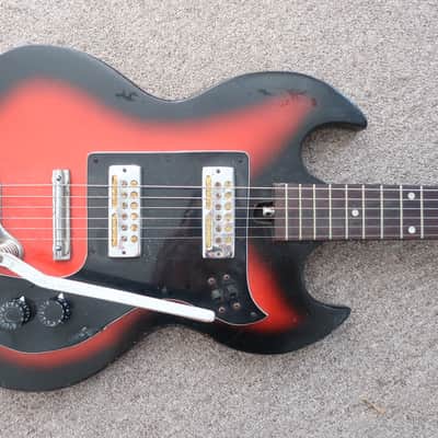 Vintage 1970s MIJ Teisco Lyle Encore SG Loaded W/ 2 PU Rye Cooder Gold Foil Goldfoil Pick Ups Wine Red Well Made Matsumoko Small Body Lo Fi Cool Low Intonation Plays Well image 2