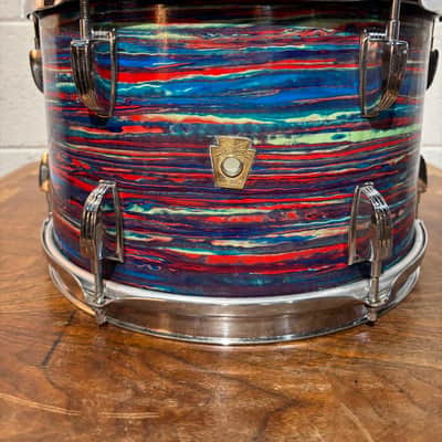 Ludwig No. 983-1 Hollywood Outfit 8x12 / 9x13 / 16x16 / 14x22" Drum Set with Keystone Badges 1968 - Psychedelic Red image 4
