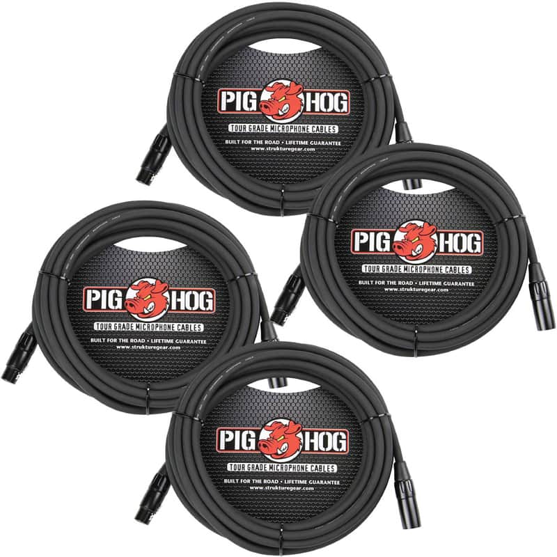 4 Pack Pig Hog PHM25 Tour Grade XLR Male to Female Mic Cable - 25" New image 1