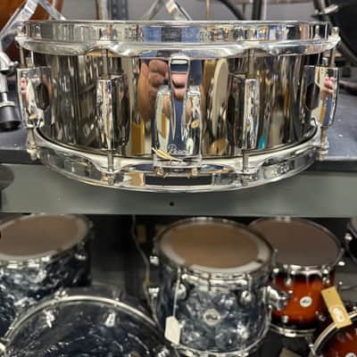 Pearl CS1450 Chad Smith Signature 14x5" Steel Snare Drum 2010s - Black Nickel image 3