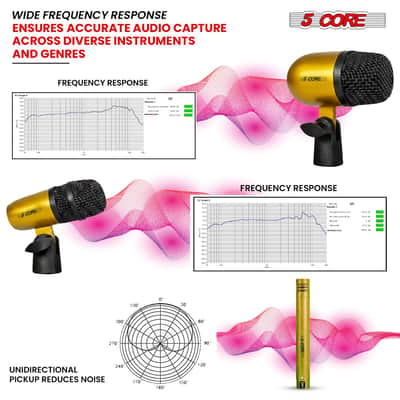 5 Core Conga Mic Snare Tom Set Professional XLR Cardioid Unidirectional Instrument Microphone Kit image 6