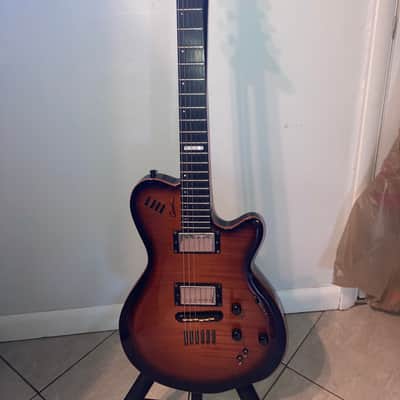 Godin LGX-SA with AA Flame Maple Top synth access - Cognac Burst image 7