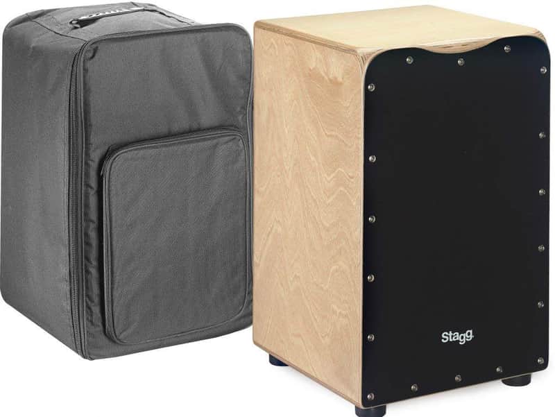 Stagg Cajon Drum Birch Wood, Black With Padded Bag Case image 1