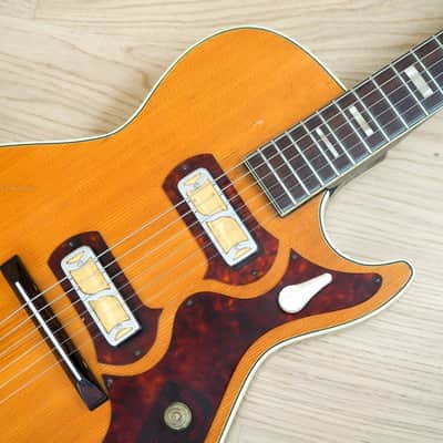 1959 Harmony Stratotone Jupiter H49 Vintage Electric Guitar, DeArmond Gold Foils w/ Tweed Case image 7