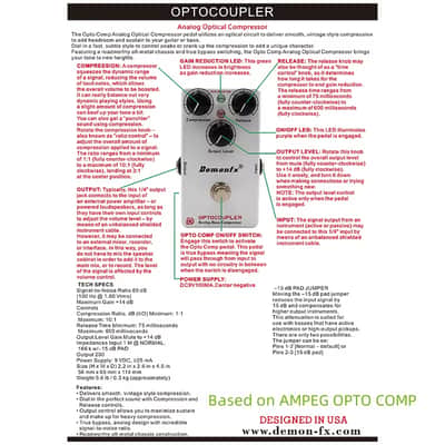 Demonfx OPTOCOUPLER COMPRESSOR Bass Effect Pedal Based on OPTO COMP image 7